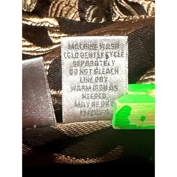 Chicos Size 2 Black Gold Silk Blend Floral Sheer Jacket Artwear Style City Style - Picture 7 of 9